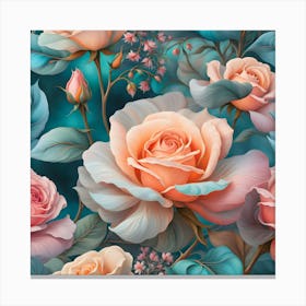 Eternal Elegance: Digital Roses in Harmony Canvas Print