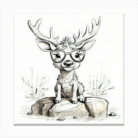 Deer With Glasses 2 Canvas Print