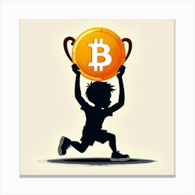 Boy Holding A Bitcoin Canvas Print