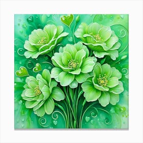 Green Flowers 1 Canvas Print