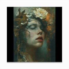 'The Girl With Flowers' Canvas Print