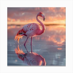 Flamingo At Sunset 3 Canvas Print