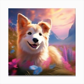 Dog In The Meadow Canvas Print