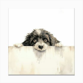 Little Dog Peeking Over The Wall 2 Canvas Print