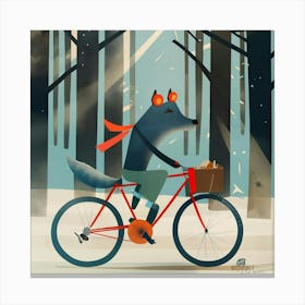 Wolf On A Bike Canvas Print