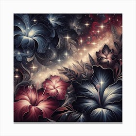 Flowers In The Night Sky 1 Canvas Print