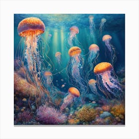 Shoal of jellyfish Canvas Print