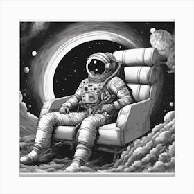 A Sofa In Cosmonaut Suit Wandering In Space 5 Canvas Print
