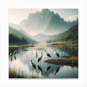 Birds On A Lake 1 Canvas Print