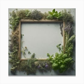 Frame Created From Herbs On Edges And Nothing In Middle Haze Ultra Detailed Film Photography Lig (1) Canvas Print