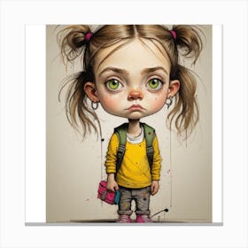 Little Girl With Backpack Canvas Print