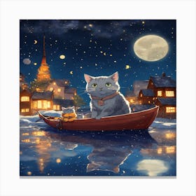 Cat In A Boat 2 Canvas Print