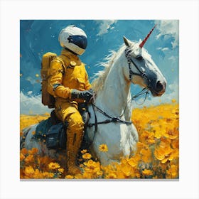 Unicorn On A Horse Canvas Print