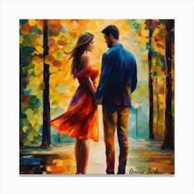 Couple In The Park Canvas Print