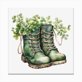 Boots With Plants Canvas Print
