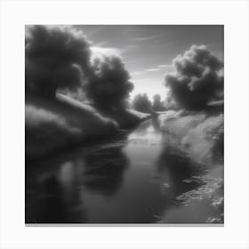 Black And White River 3 Canvas Print