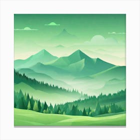 Misty mountains background in green tone 84 Canvas Print