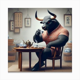 Bull In A Teapot Canvas Print