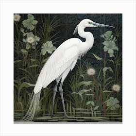 Ohara Koson Inspired Bird Painting Egret 2 Square Canvas Print