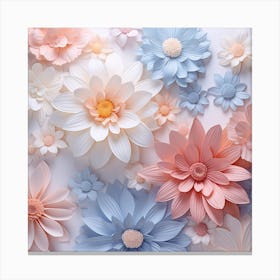 Paper Flowers On White Background Canvas Print
