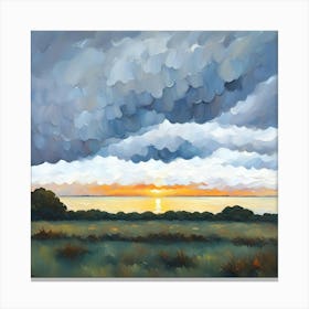 Sunset Over The Ocean Canvas Print