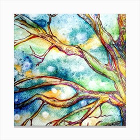 Watercolor Magic Tree Painting Canvas Print