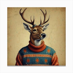 Deer In Sweater Canvas Print