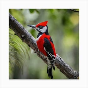 Red Woodpecker Canvas Print