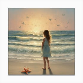 Little Girl At The Beach Canvas Print