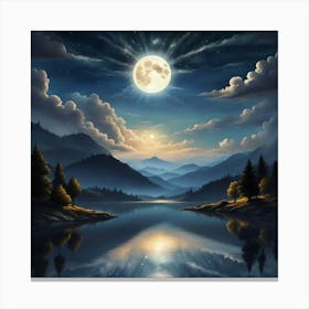 Moonlight Over Lake 2 Canvas Print