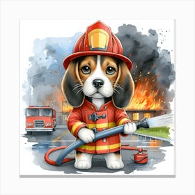 Beagle Firefighter~Reimagined Canvas Print