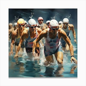 Racing Swimmers Art Print 0 Canvas Print