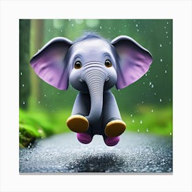 Elephant In The Rain 2 Canvas Print