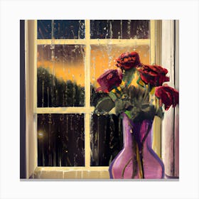 Window Flower Vase Canvas Print