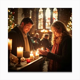 A Serene Christmas Eve Service Parishioners Immersed In Expressions Of Spiritual Surrender Engulfe Canvas Print