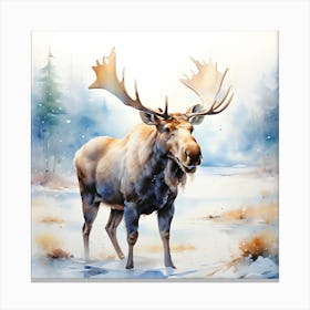 Moose In The Snow Canvas Print