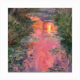 Tranquil Reflections Monet Inspired Painting Of A Serene Pond (4) Canvas Print