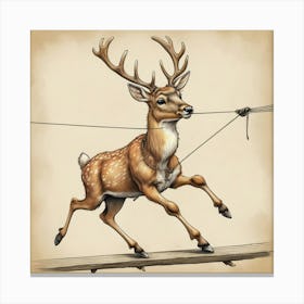 Deer On A Rope 2 Canvas Print