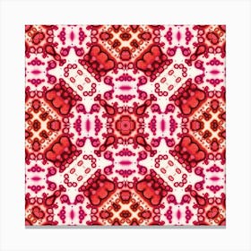 Watercolor Abstraction Red Mandala Spots Canvas Print