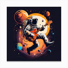 Astronaut Playing Guitar In Space Canvas Print