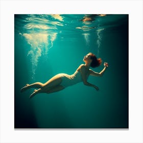 Underwater Woman - Underwater Stock Videos & Royalty-Free Footage Canvas Print