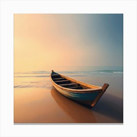 Boat On The Beach At Sunset Canvas Print