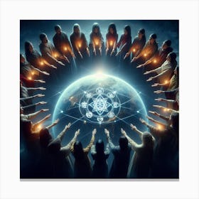 Circle Of People Holding Candles Canvas Print