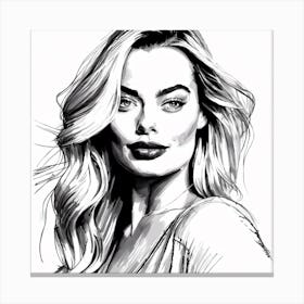 Portrait Of Margot Robbie Canvas Print