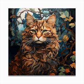 Contemporary Floral Cat 12 Canvas Print