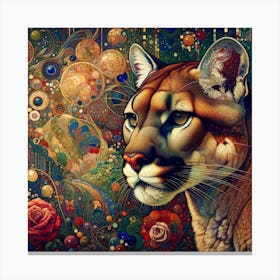 Cougar in the Style of Collage-inspired 4 Canvas Print