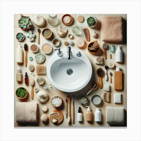 Bathroom Full Of Beauty Products Canvas Print