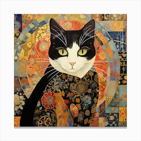 Cat In A Mosaic in style of Gustav Klimt Canvas Print