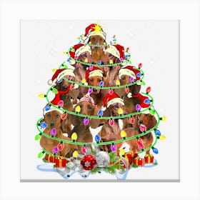 Funny Dachshund Christmas Tree Lights Dog Lover Xmas Pajama Canvas Print