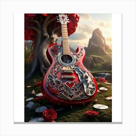 Heartstrings Monarchy Queen Of Hearts Guitar Elegance (30) Canvas Print